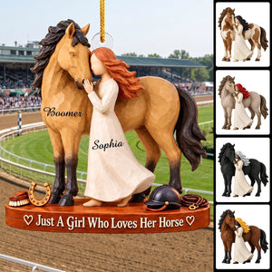 Personalized Just A Girl Who Loves Her Horse Christmas Ornament, Horse Lover Gift