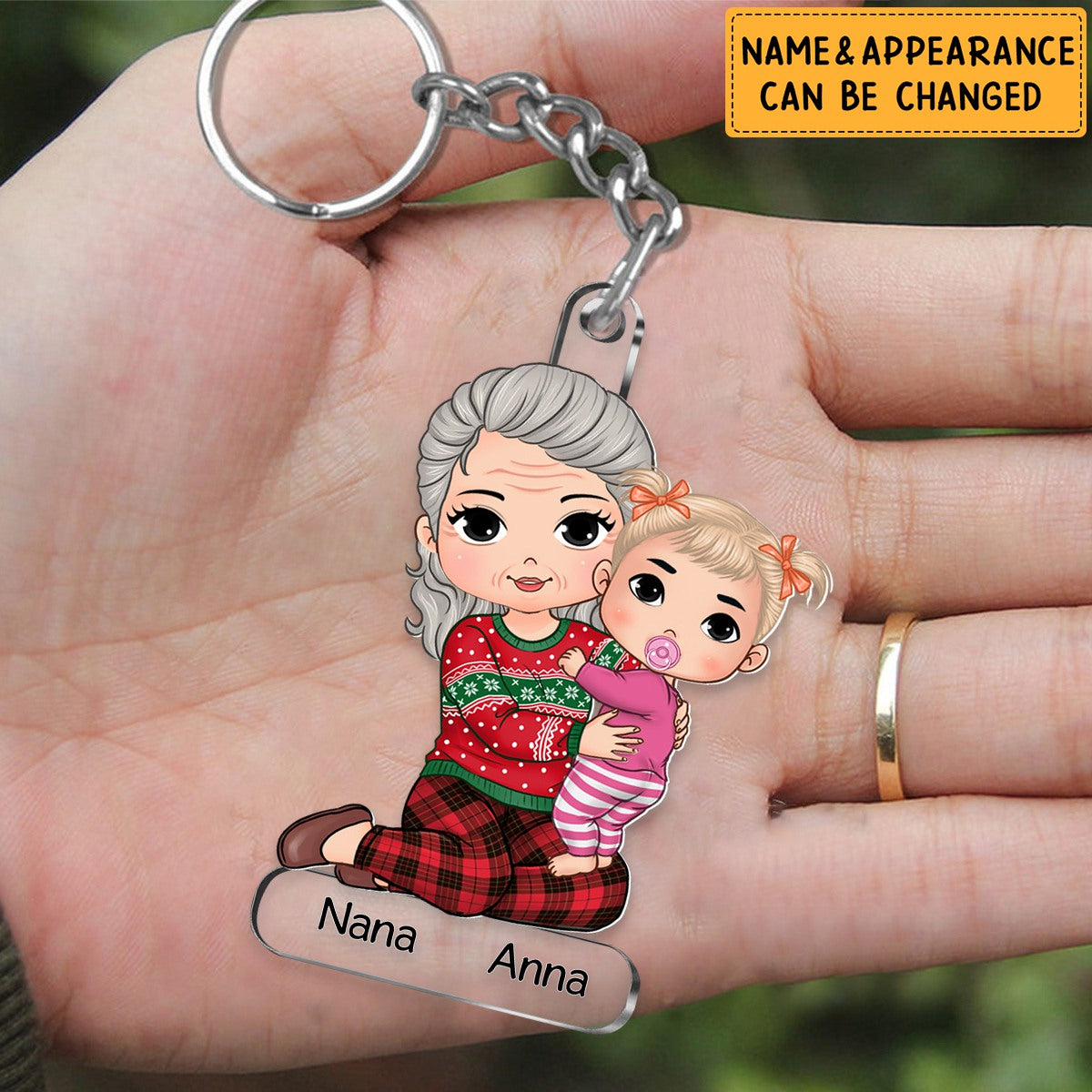 Christmas Grandma & Grandkid Personalized Acrylic Keychain
