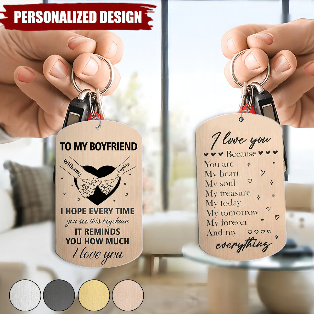 Couple Holding Hands You Are My Heart My Soul My Treasure - Personalized Stainless Steel  Keychain