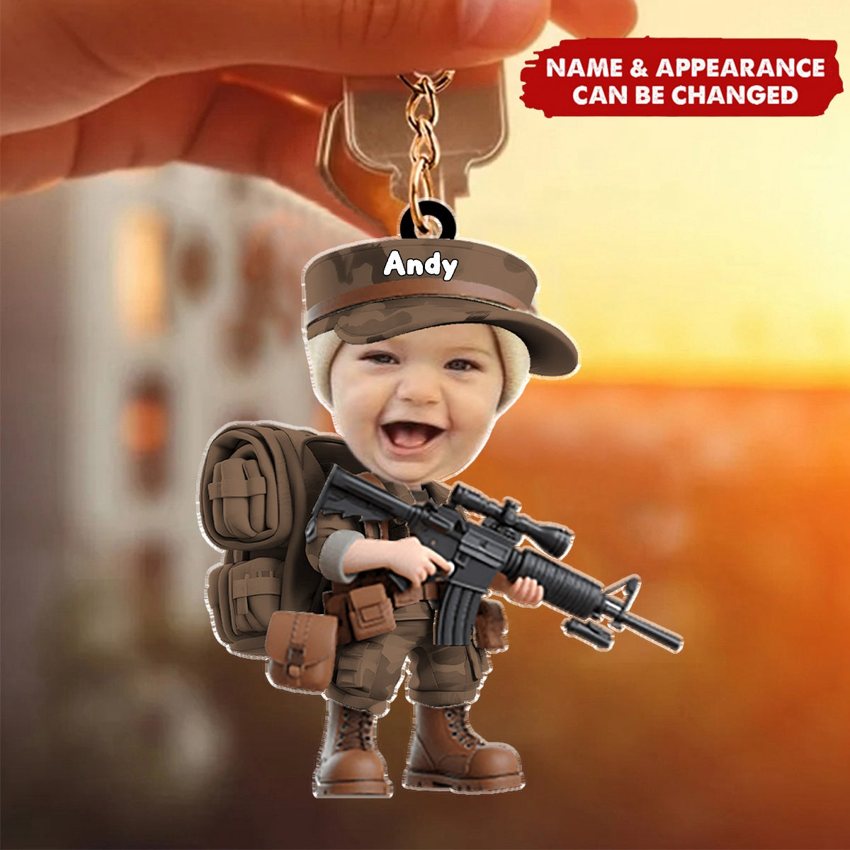 Custom Photo Gifts For Military Kid Keychain