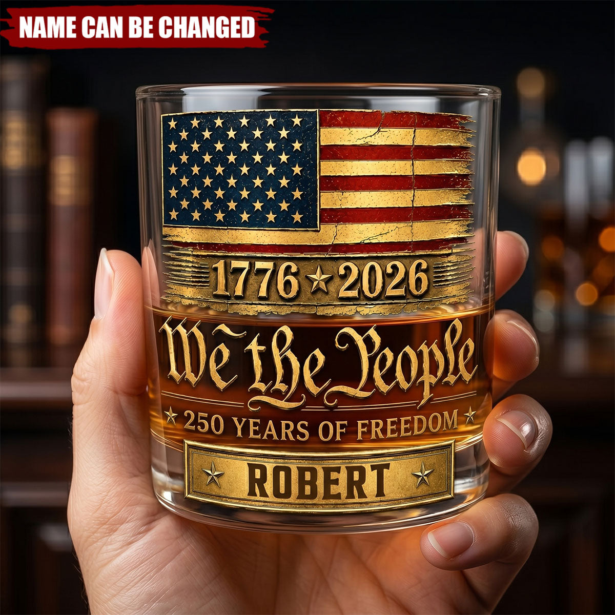 Red White And Proud - Personalized Whiskey Glass