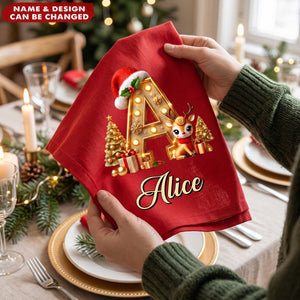 Custom Christmas Monogram Gifts - Personalized Cotton Napkin