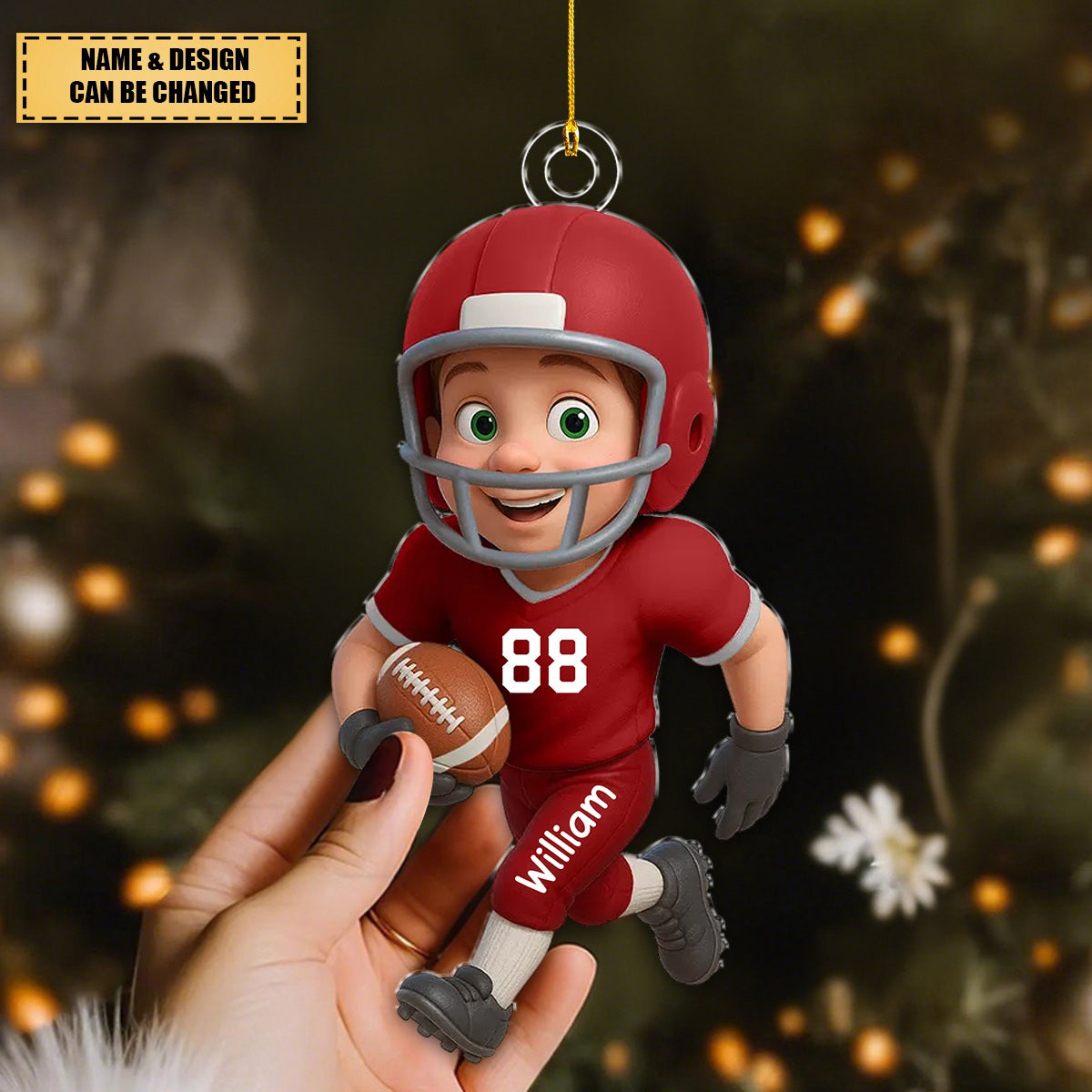 Football Player Personalized 2D Flat Acrylic Ornament