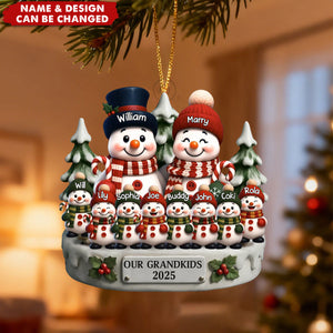 Snowman Acrylic Ornament - Personalized Christmas Gifts For Grandpa, Grandma