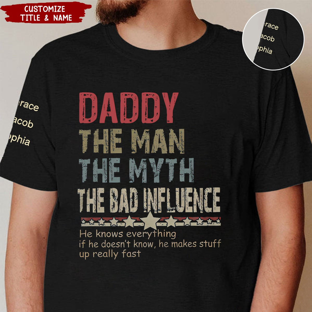 Dad Papa Legend Influence Personalized T-shirt
