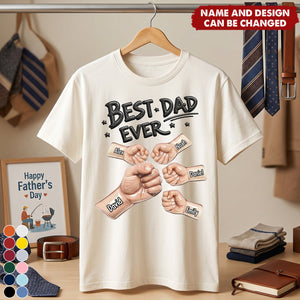 Best Dad Ever Fist Bump - Personalized Shirt For Dad, Grandpa