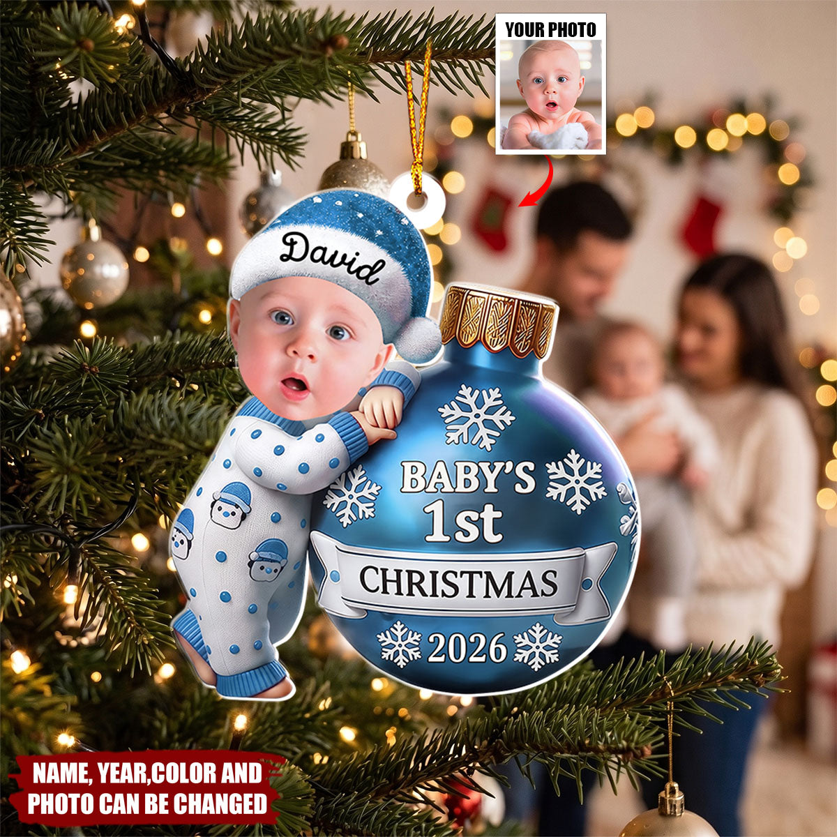Baby Ornament Baby First Christmas - Personalized Acrylic Custom Shape Ornament