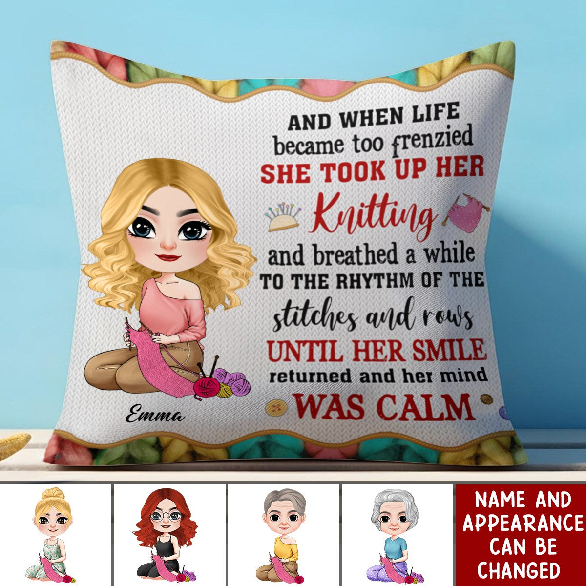 Personalized Gifts For Knitting Girl Pillow