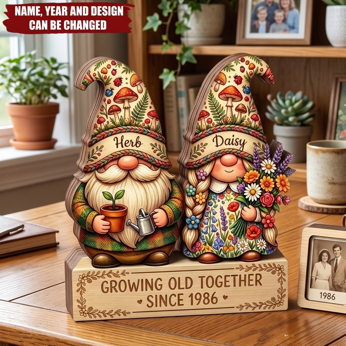 Growing Old Together - Personalized Customized 3-layered Wooden Plaque
