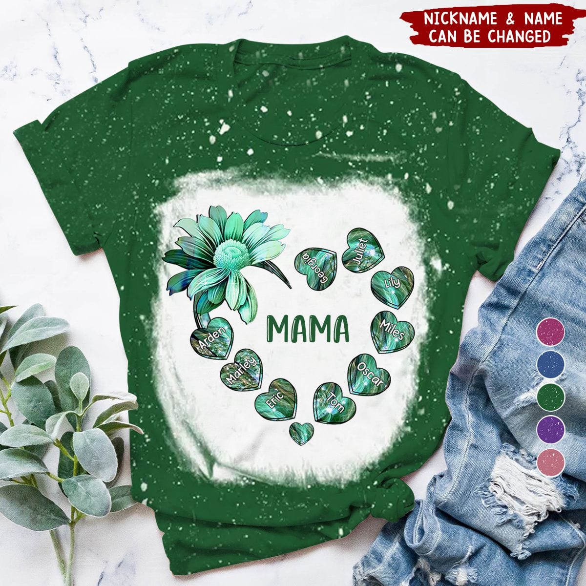 Sunflower Grandma Nana Mom Loads Of Sweet Heart Kids Color Personalized 3D T-shirt