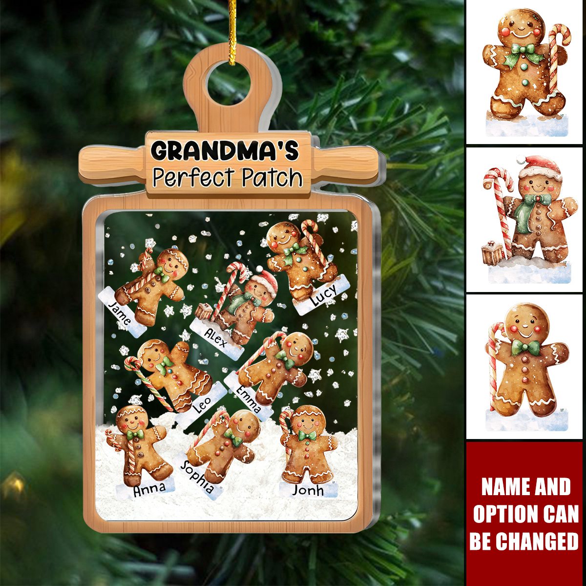 Personalized Gingerbread Christmas Gift For Grandma's Perfect Patch Shaker Ornament