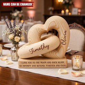 Love You To The Moon And Back - Personalized Heart Sculpture With Base