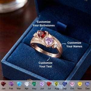 Personalized Couple's Duo Birthstone Ring