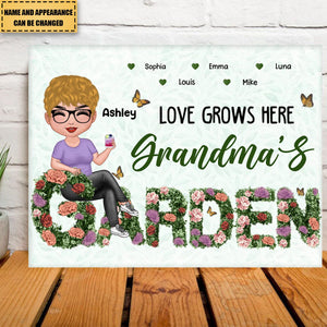 Grandma Sitting On Birth Month Flower Text Personalized Poster
