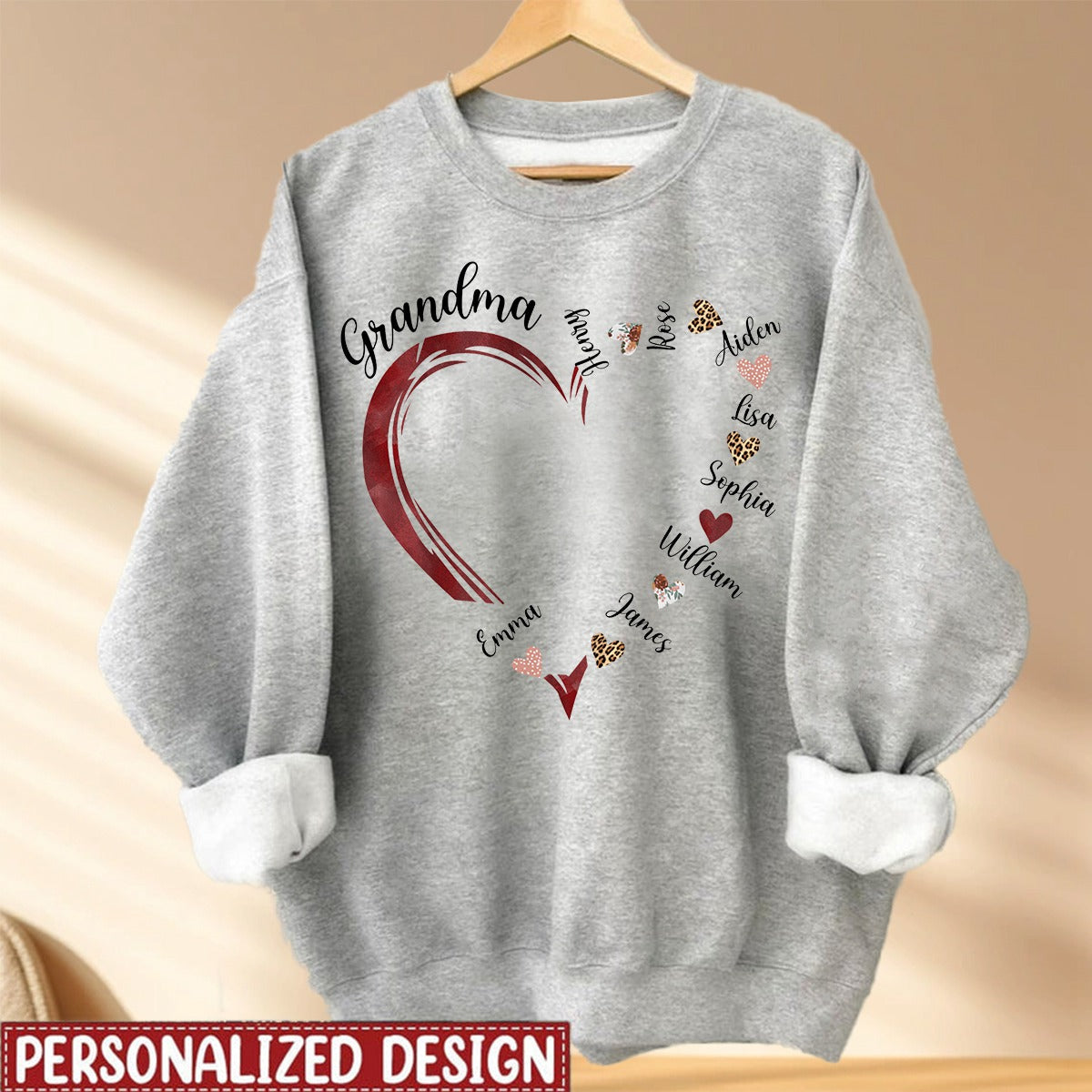 Grandma and Grandkids Hearts, Custom Grandma Shirt, Personalized Mother's Day Shirt