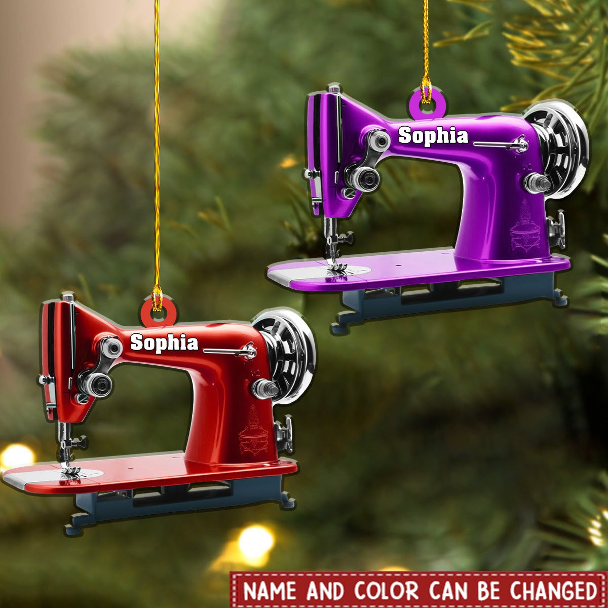 Personalized Sewing Machine Christmas Ornament, Custom Sewing Acrylic Ornament Christmas Tree Decor, Sewing Flower Machine Ornament, Gifts for Sewing Lovers, Grandma, Wife, Her, Aunt