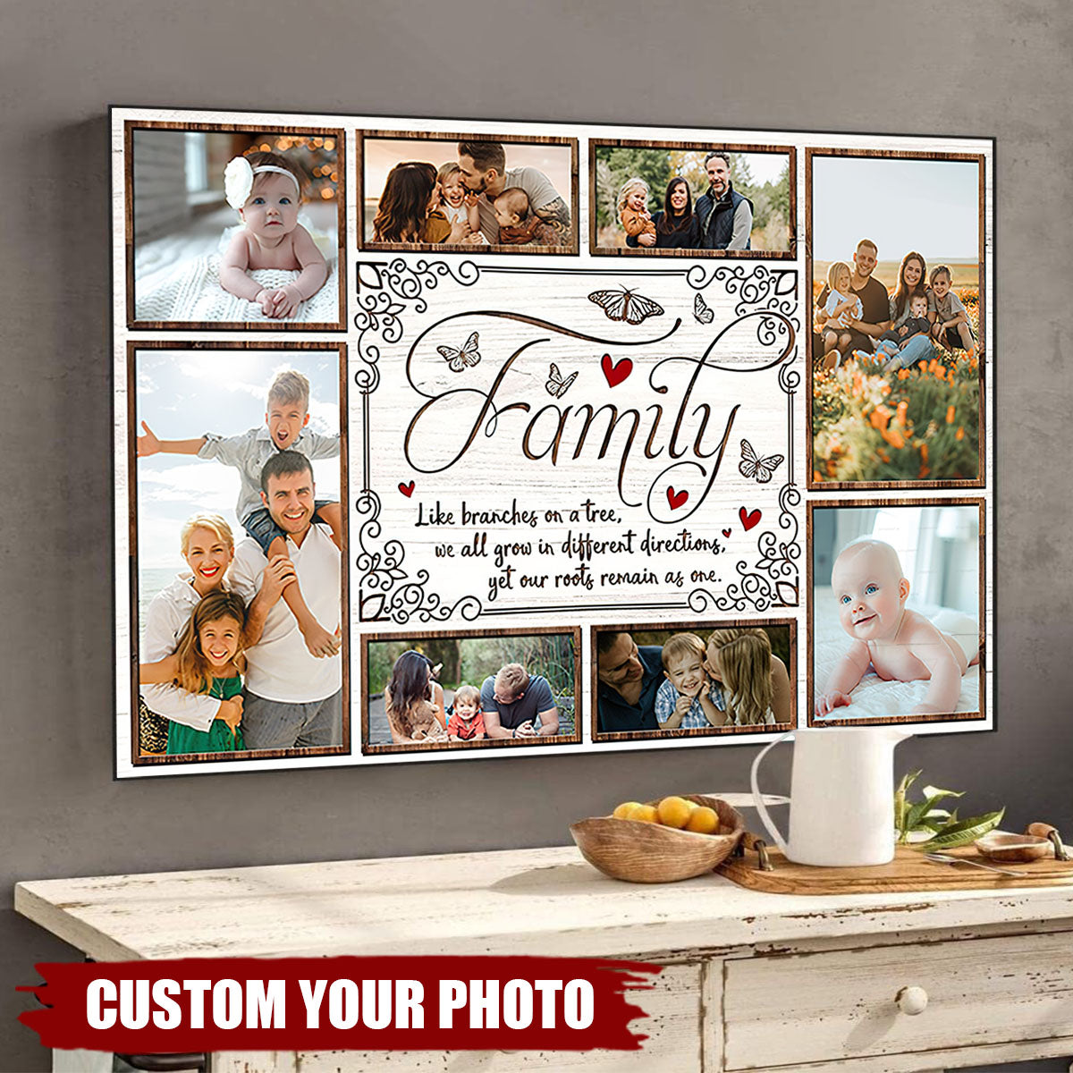Tree Photo Collage, Family Like Branches On A Tree - Custom Photo Canvas Prints Gifts For Family
