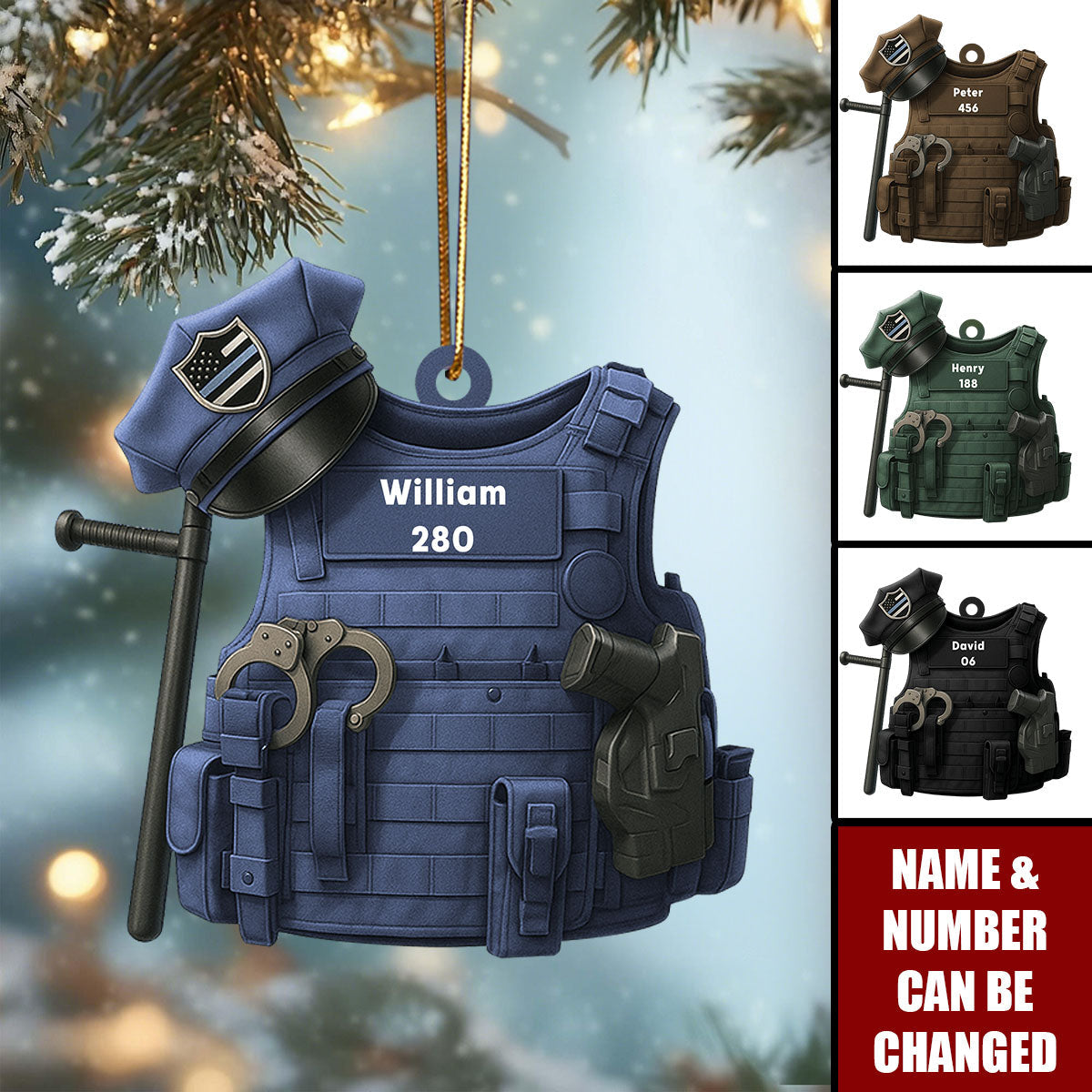 Police Bulletproof Personalized Ornament Gifts For Police Policeman