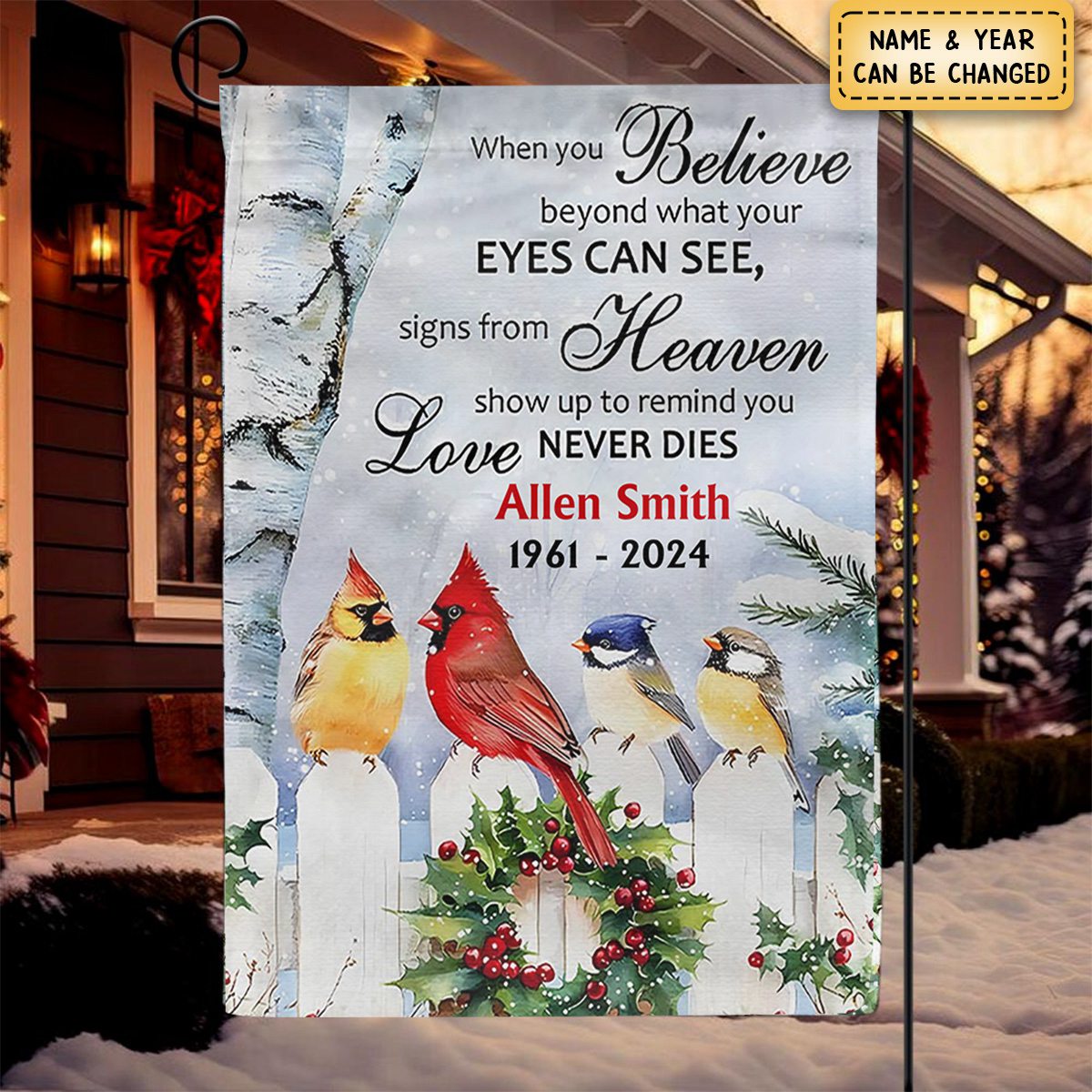 Memorial Cardinal Personalized Flag, Gift For Family Members