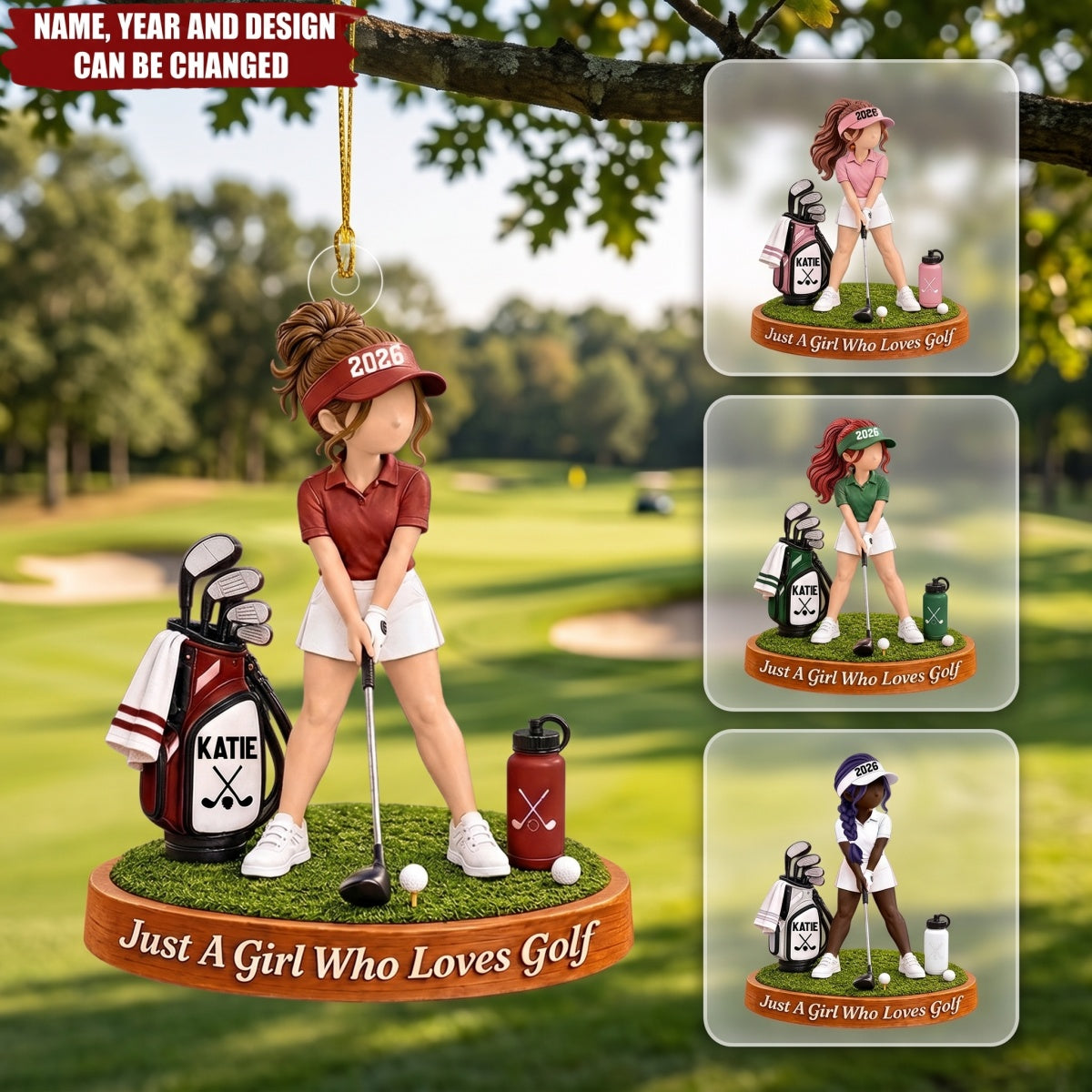 Just A Girl & Boy Who Loves Golf – Personalized Acrylic Custom Shape Ornament