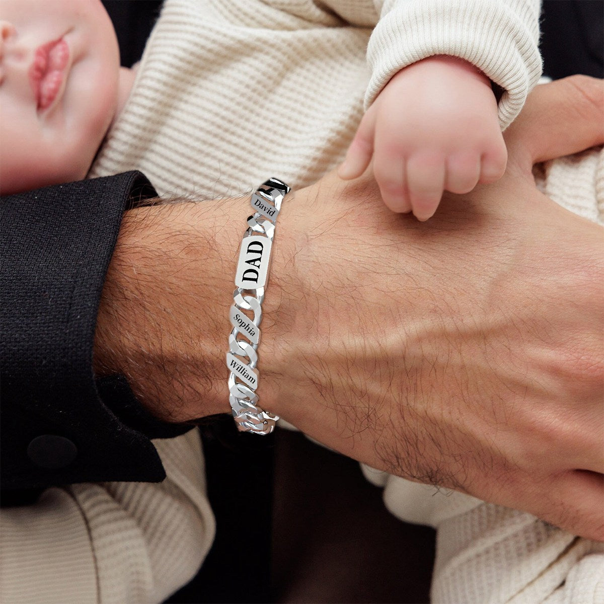 Personalised Cuban Chain Bracelet Custom Engraved Gift for Men