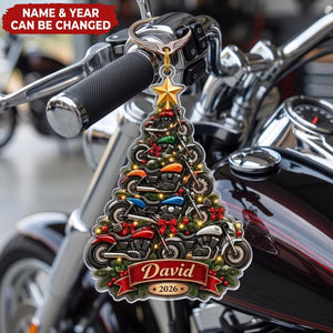 Motorcycle Tree – Personalized Acrylic Custom Shape Ornament, Gift for Biker