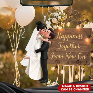 Wedding Couple - Personalized Acrylic Car Ornament - Wedding Gift Anniversary Gift Newlywed Gift