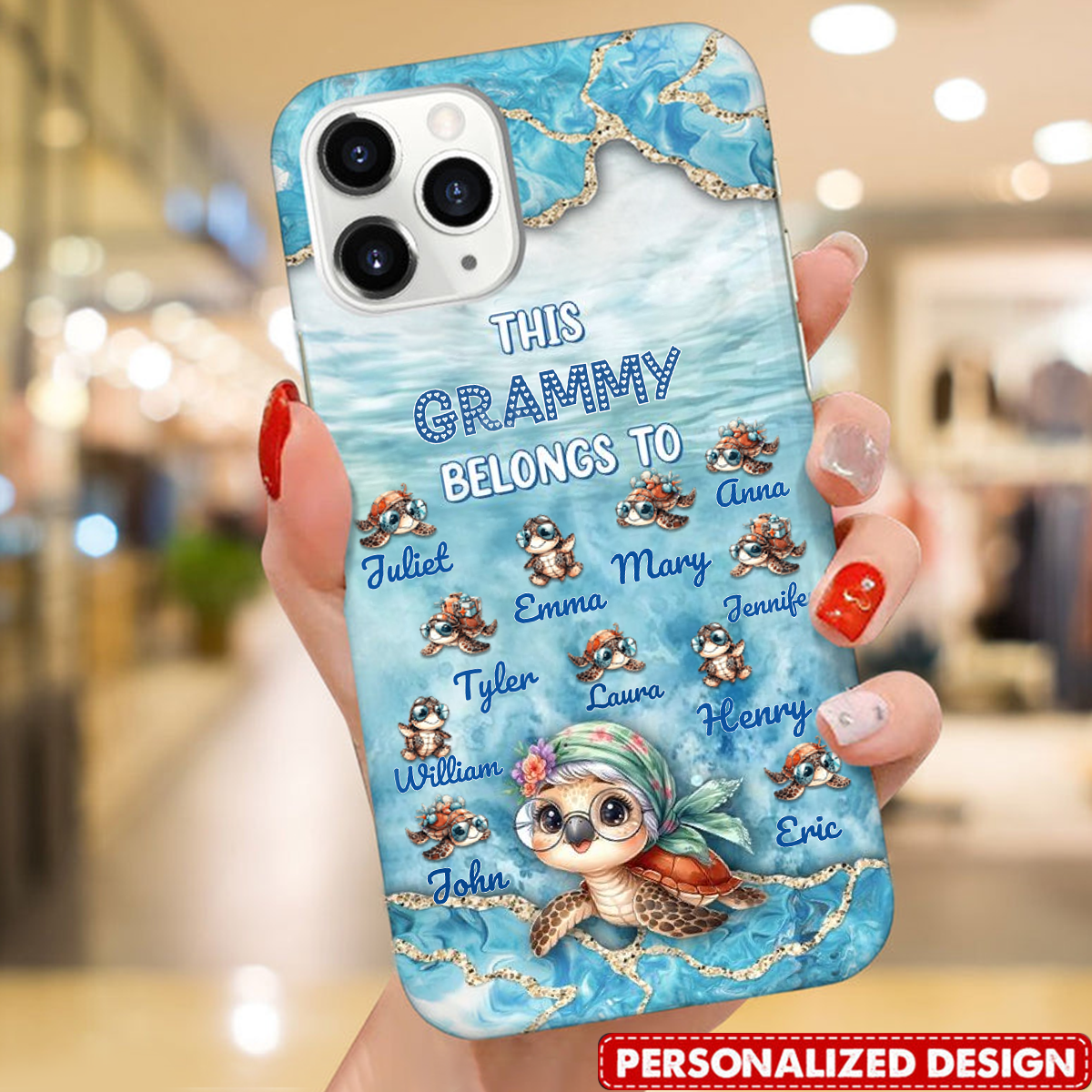 Grandma Turtle Belongs To Grandkids Beneath Ocean Personalized Phone Case