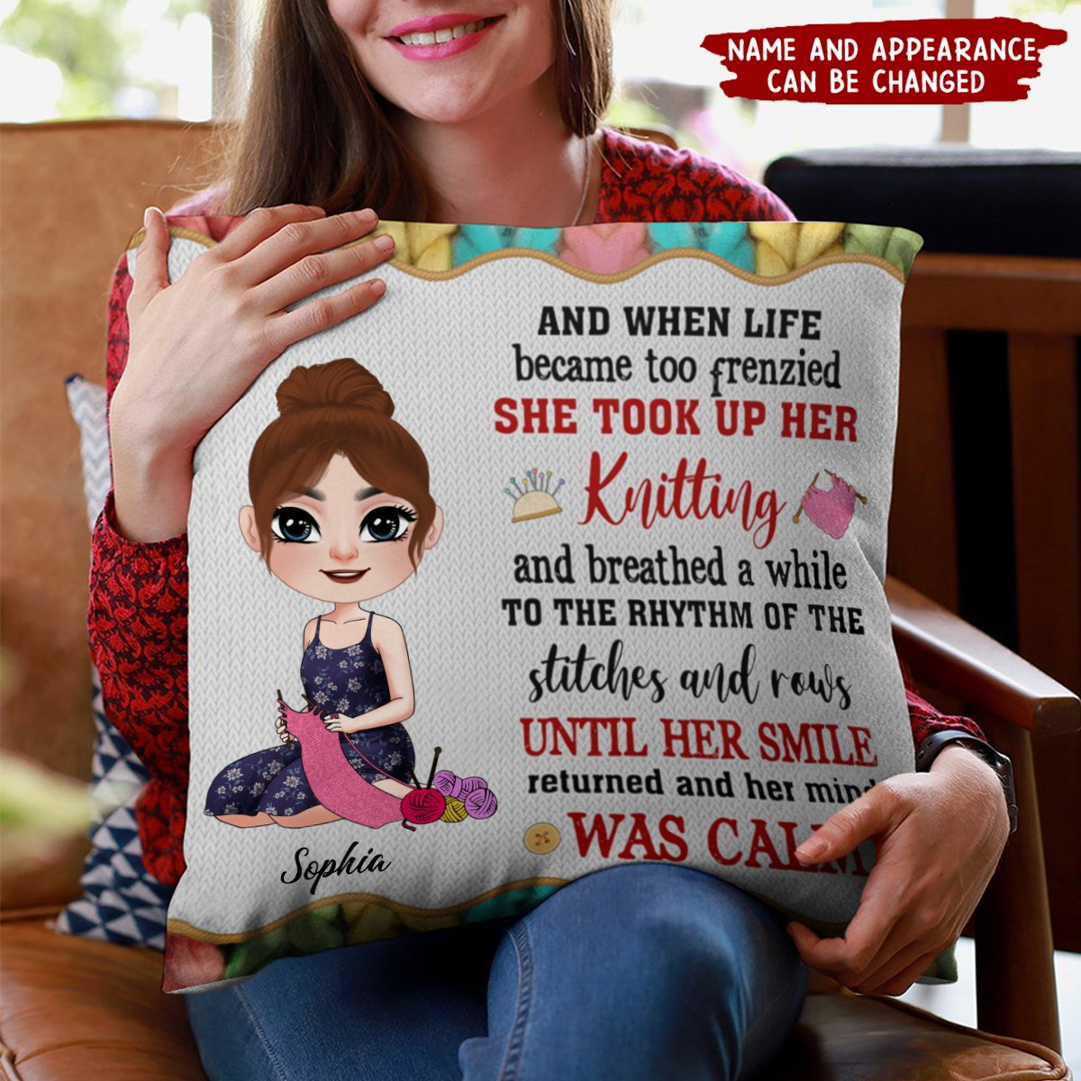 Personalized Gifts For Knitting Girl Pillow