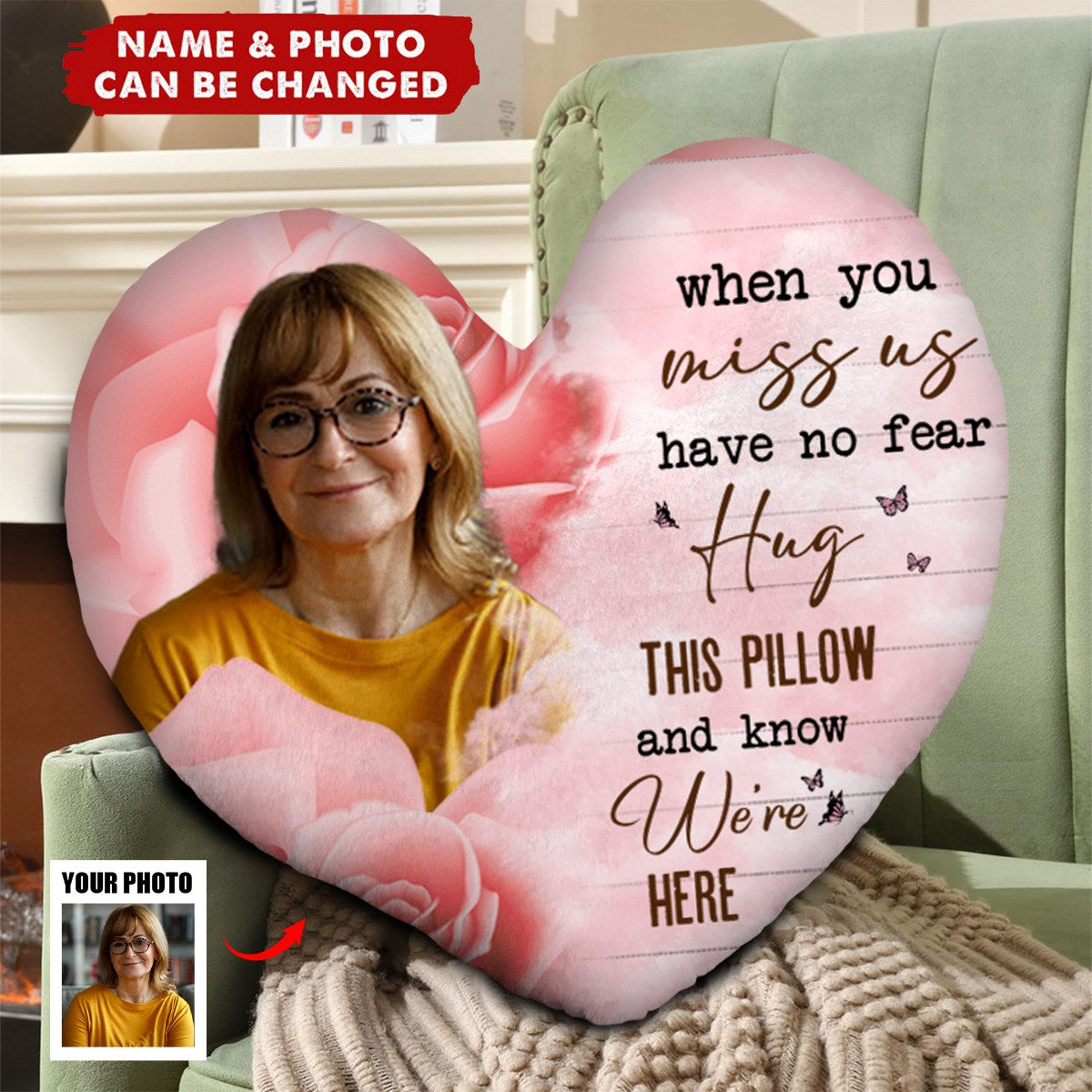 Memorial Gift - When You Miss Me Have No Fear Hug This Pillow - Personalized Photo Pillow
