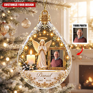 Custom Photo Memorial Angel Acrylic Ornament, Sympathy Keepsake for Loved Ones