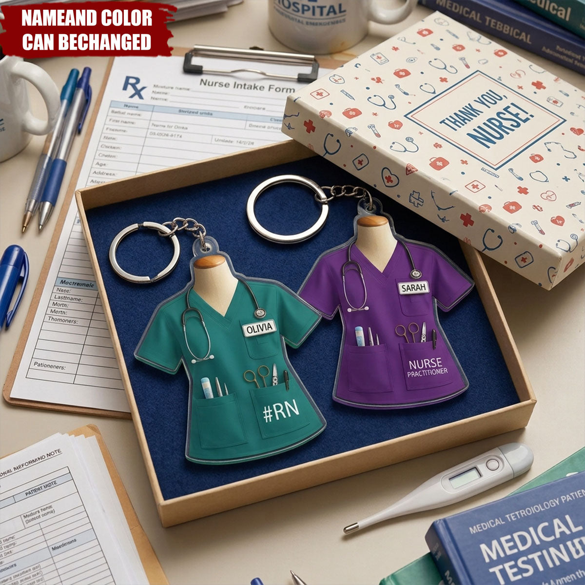 Custom Shaped Acrylic Keychain - Personalized Birthday Gifts For Nurse - Care Is My Calling