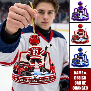 Personalized Hockey Player Acrylic Ornament - Gift For Hockey Dad & Hockey Boy