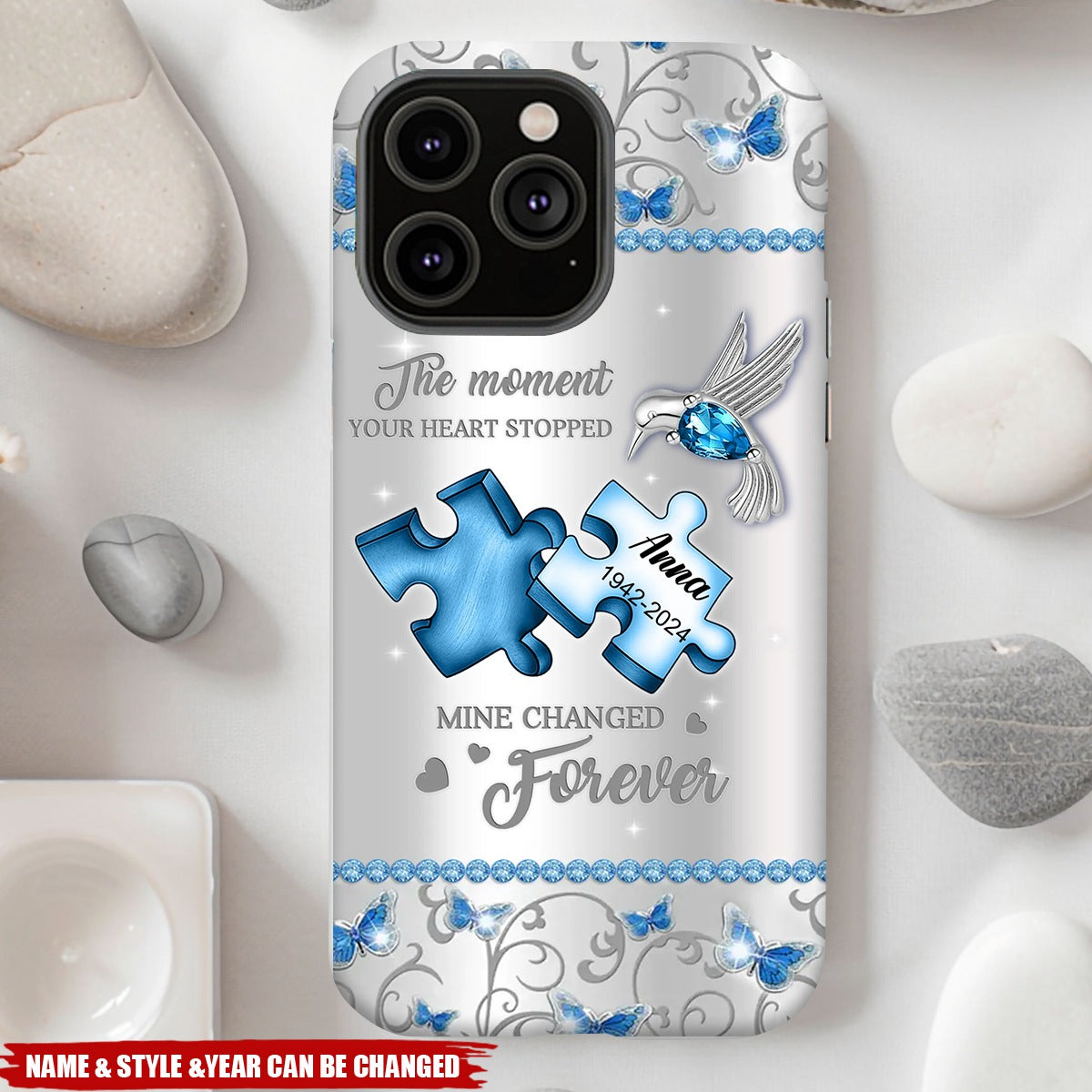 A Piece Of My Heart Lives In Heaven - Personalized Memorial Glass Phone Case