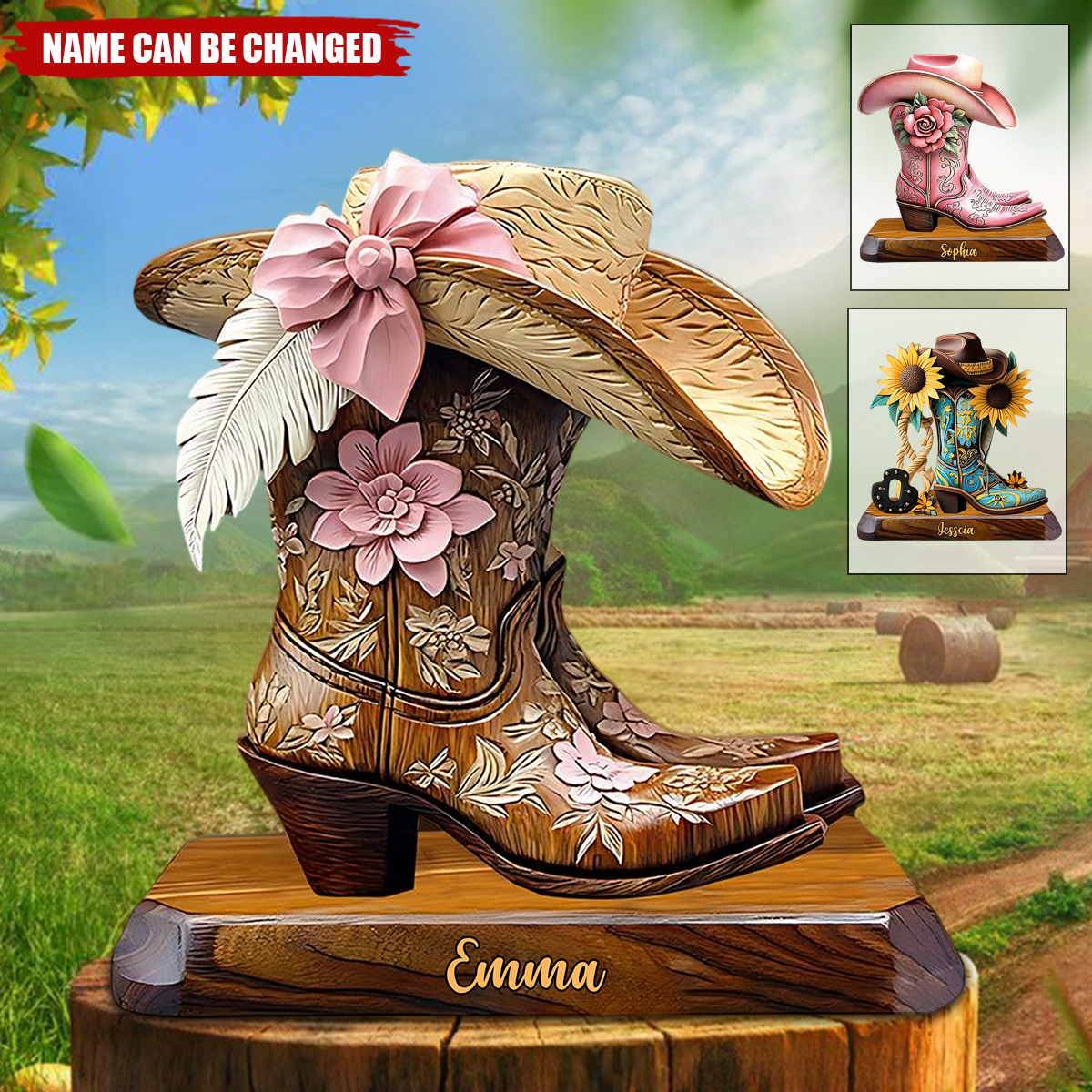Cowgirl Boots - Personalized Cowgirl Custom Shaped Acrylic Plaque