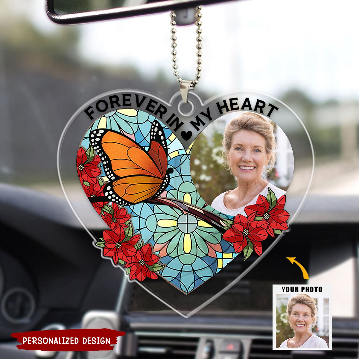 We're Always With You Upload Photo Memorialized Dad, Mom Personalized Car Ornament