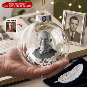 Custom Photo Feathers Appear When Dad Is Near - Personalized Bauble Ornament