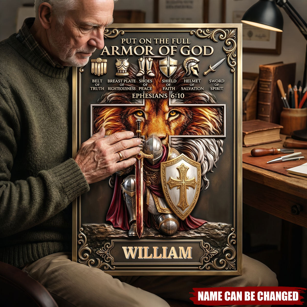 Kneeling Knight Jesus Printed Poster - Personalized Gifts For Christians