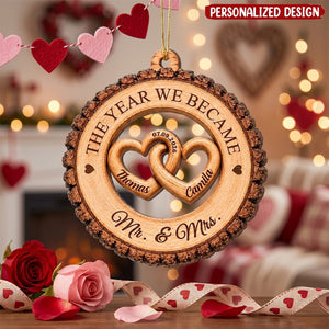 The Year We Became Mr & Mrs - Personalized Wooden Ornament - Wedding Gift, Heartfelt Christmas Keepsake