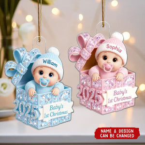 Shining Effect Pastel Color Baby's First Christmas - Personalized Acrylic Ornament