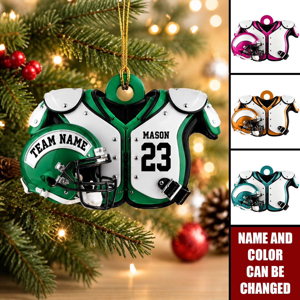 Personalized Football Ornament, Custom Name & Number Keepsake, Gift For Football Fans