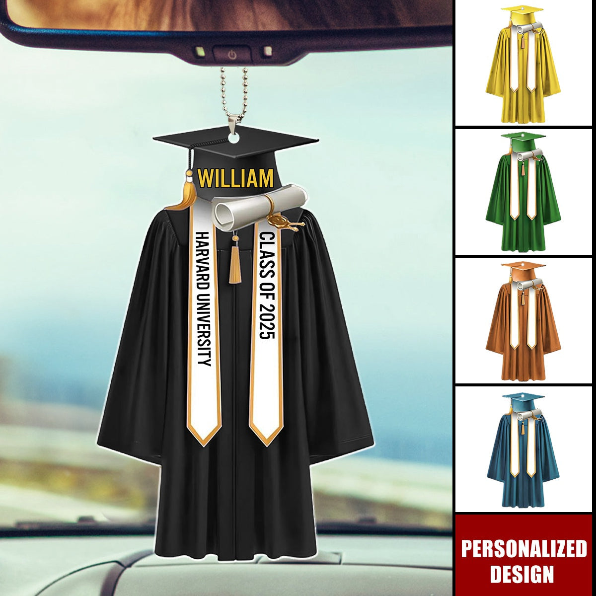 Personalized Graduation Ornaments Class of 2025 Graduation Gown Car Ornament Gifts