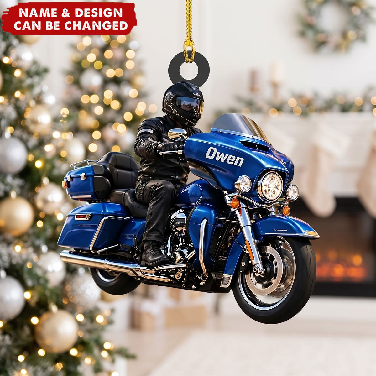 Custom Motorcycle Christmas Ornament, Biker Keepsake