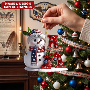 Anniversary Snowman Merry Christmas - Personalized Acrylic Custom Shape Ornament