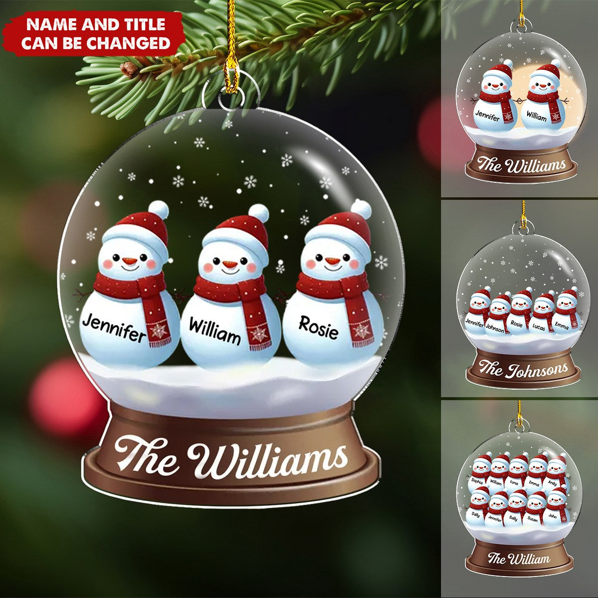 Snowman Family Christmas - Personalized Custom Acrylic Ornament