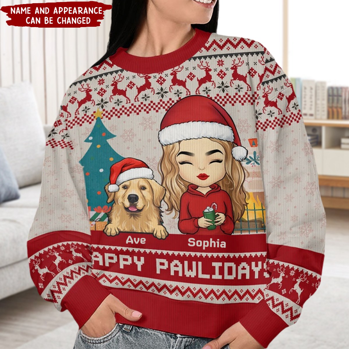 Happy Great Pawlidays - Dog & Cat Personalized Custom Ugly Sweatshirt - Unisex Wool Jumper - Christmas Gift For Pet Owners, Pet Lovers