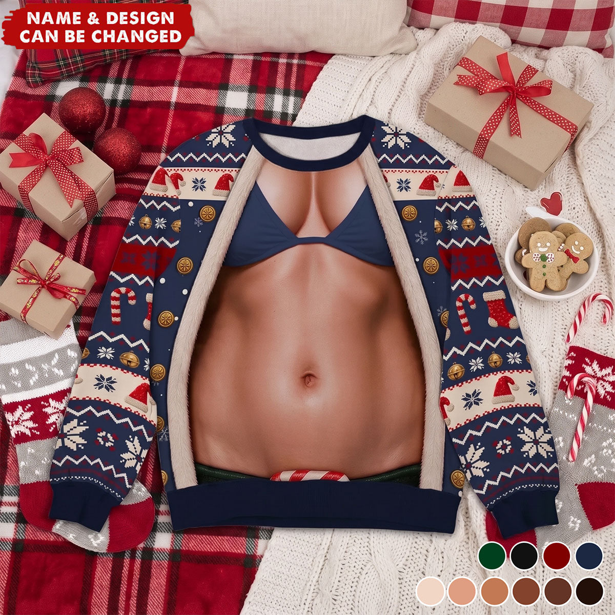 Personalized Ugly Christmas Couple Sweatshirt - Gift For Husband & Wife