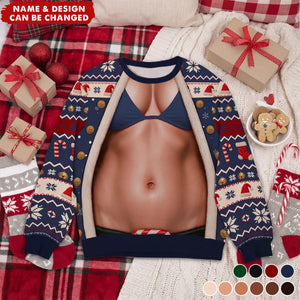 Personalized Ugly Christmas Couple Sweatshirt - Gift For Husband & Wife