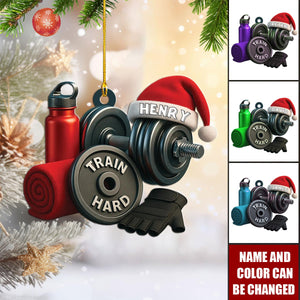 Personalized Dumbbell Christmas Ornament Gym Fitness Gift