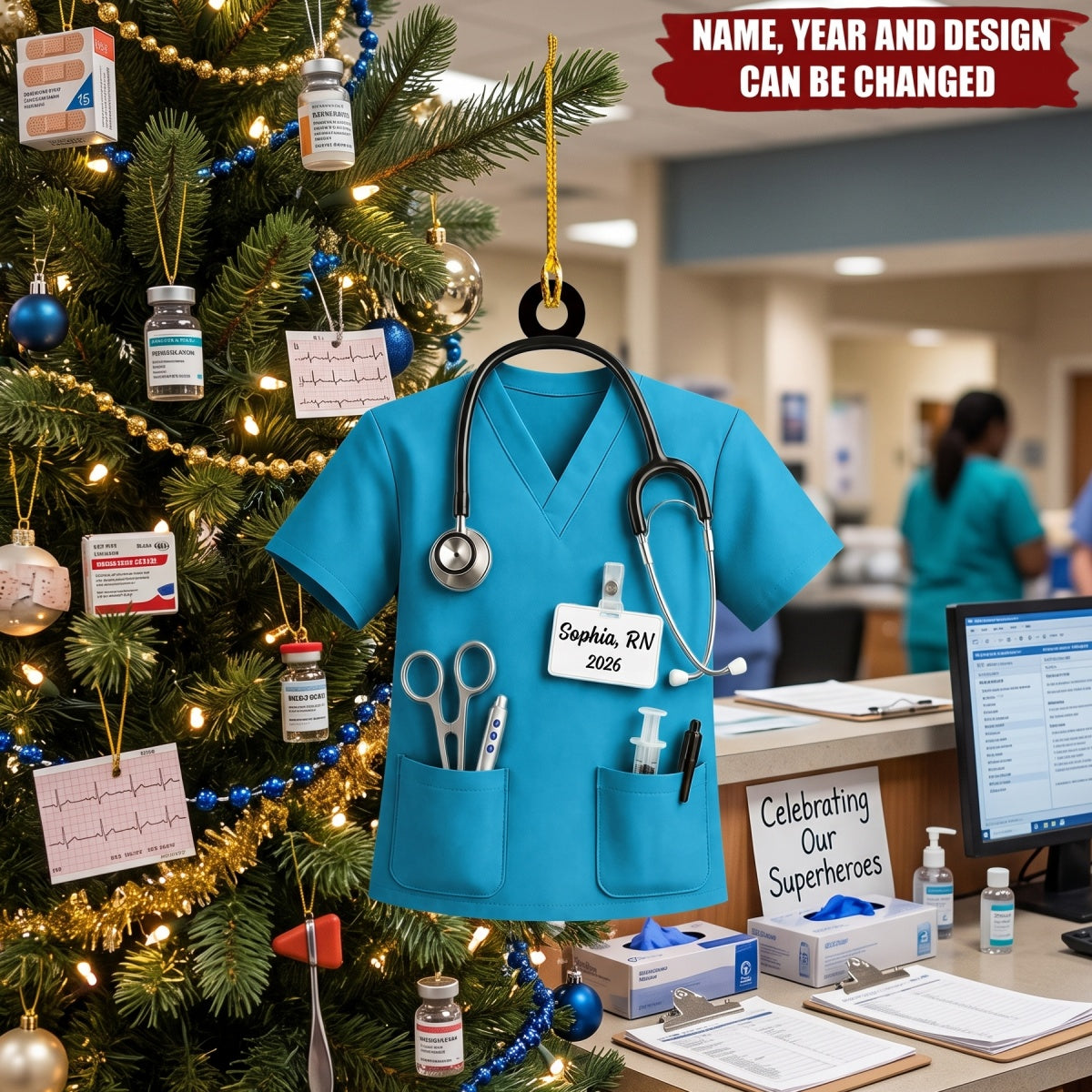 Nurse Scrubs - Personalized Acrylic Custom Shape Ornament